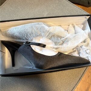 Lulus Bristel Black Satin Heels - Size 9